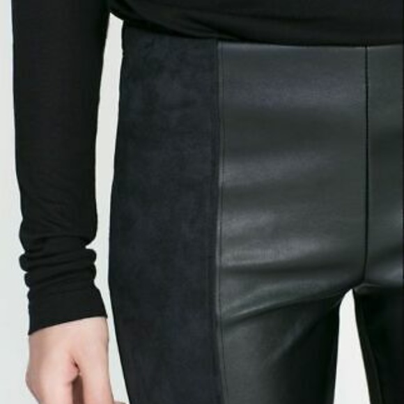 Zara Pants - Zara Black Faux Leather & Suede Leggings SMALL